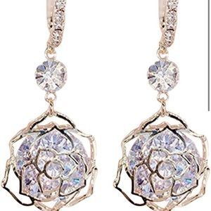 Rose Earrings for Women Cubic Rhinestone Dainty Earrings New